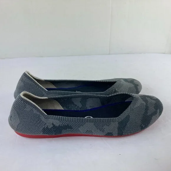 Rothys Ballet Flat Shoes Womens Sz 9 Gray Camo Slip On Comfort Designer Shoes - Picture 5 of 9